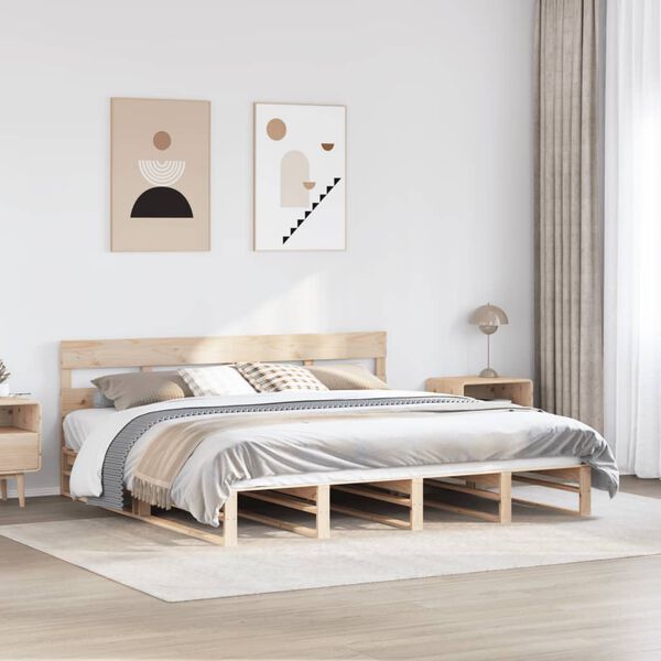 vidaXL Estructura de cama sin colch&oacute;n madera maciza de pino 200x200 cm