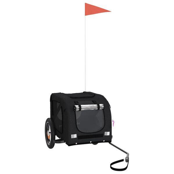 vidaXL Remolque de bicicleta mascotas hierro tela Oxford negro