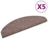 vidaXL Felpudos autoadhesivos para escaleras, 5 unidades, 65 x 21 x 4 cm, marr&oacute;n claro, semicirculares, grandes