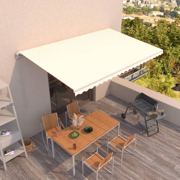 vidaXL Toldo retr&aacute;ctil manual color crema 500x300 cm