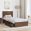 vidaXL Cama con almacenamiento con cabecera Roble Marr&oacute;n 90 x 190 cm