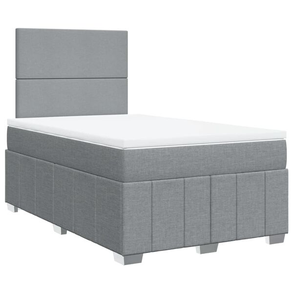 vidaXL Cama box spring con colch&oacute;n tela gris claro 120x190 cm
