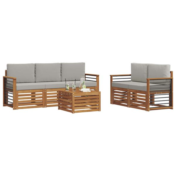 vidaXL Juegos de sof&aacute;s con coj&iacute;n 6 pcs Gris Natural y Claro