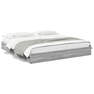 vidaXL Cama con cajones madera ingenier&iacute;a gris Sonoma 180x200 cm