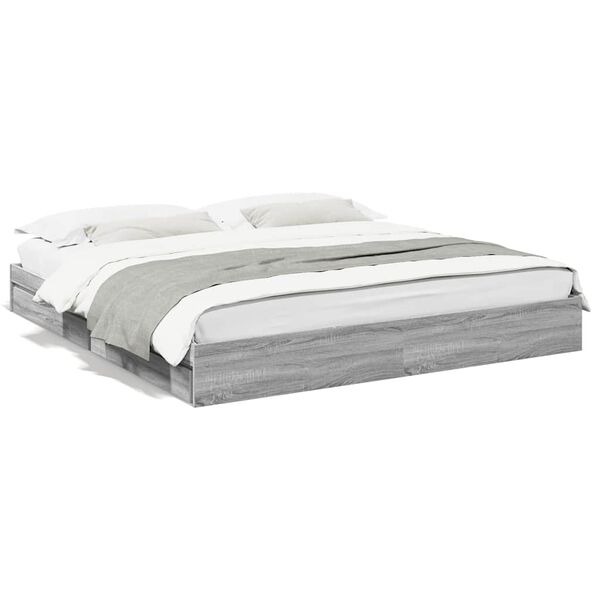 vidaXL Cama con cajones madera ingenier&iacute;a gris Sonoma 180x200 cm