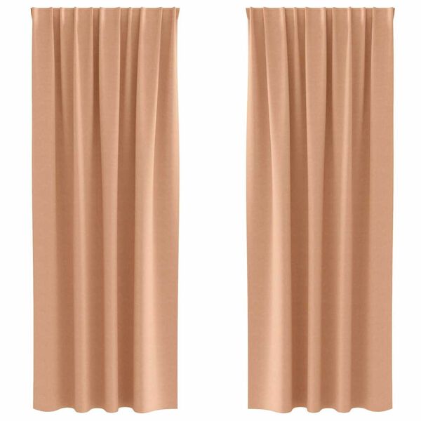 vidaXL Cortinas Opacas con Anillas 2 pcs Marr&oacute;n Claro 225 x 140 cm
