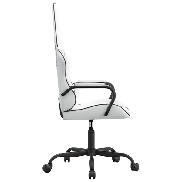 vidaXL Silla gaming cuero sint&eacute;tico blanco y negro