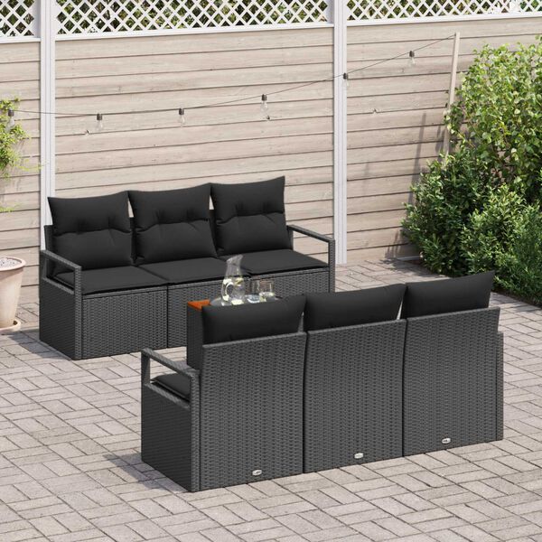 vidaXL Conjunto de sofá de jardín 7 pcs Negro