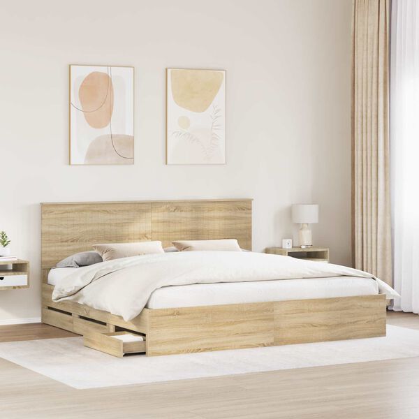 vidaXL Estructura de cama Roble Sonoma 200 x 200 cm Madera Ingenieril