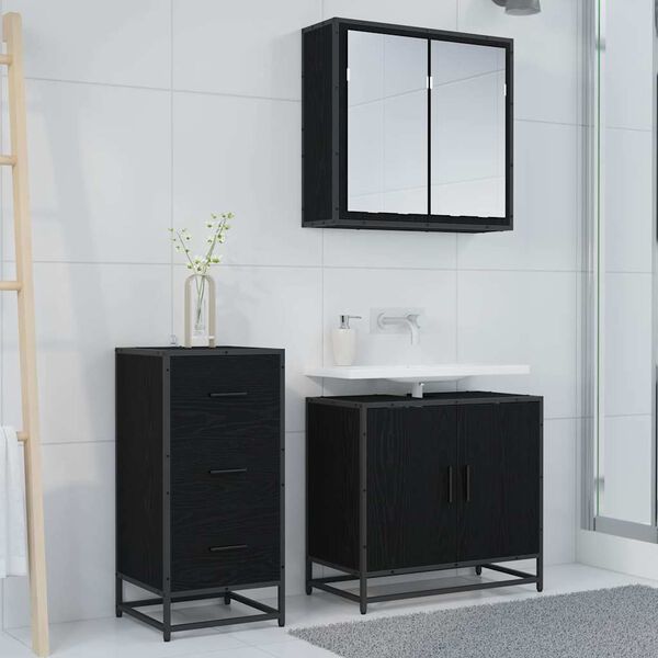 vidaXL Aparador Roble Negro 35.5 x 35 x 76 cm