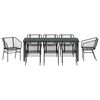 vidaXL Conjunto de Comedor de Jard&iacute;n 9 pcs Negro rat&aacute;n sint&eacute;tico