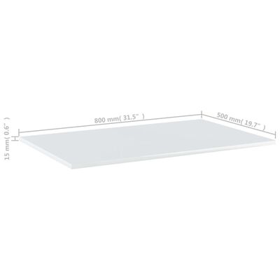 vidaXL Estante estantería 4uds contrachapada blanco brillo 80x50x1,5cm
