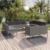 vidaXL Set de muebles de jard&iacute;n 12 pzas y cojines rat&aacute;n sint&eacute;tico gris
