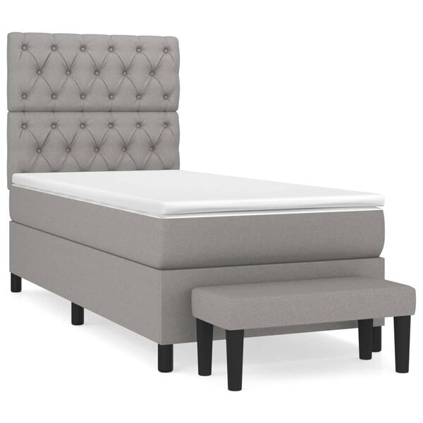 vidaXL Cama box spring con colch&oacute;n tela gris claro 80x200 cm