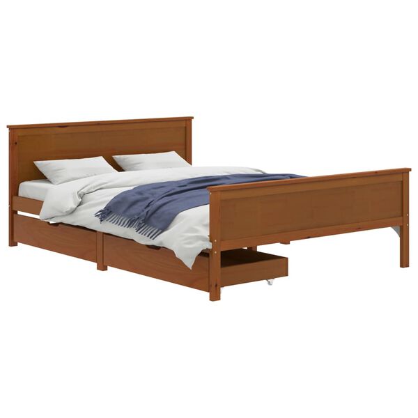 vidaXL Estructura cama sin colch&oacute;n madera maciza marr&oacute;n miel 160x200cm