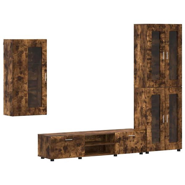 vidaXL Conjunto de mueble de TV con caj&oacute;n FLORIN Roble ahumado