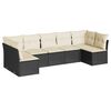 vidaXL Set de comedor de jard&iacute;n 7 pzas y cojines rat&aacute;n sint&eacute;tico negro