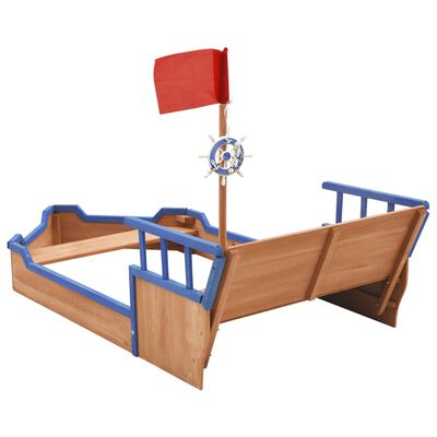 vidaXL Arenero en forma de barco pirata madera de abeto 190x94,5x101cm