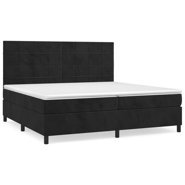 vidaXL Cama box spring con colch&oacute;n terciopelo negro 200x200 cm