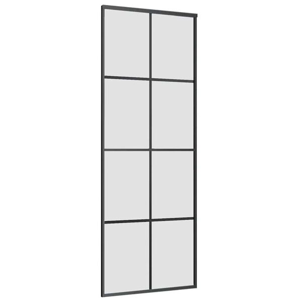 vidaXL Puerta corredera con set herrajes vidrio ESG aluminio 76x205 cm
