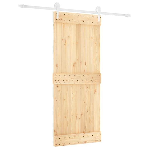 vidaXL Puerta corredera con herrajes madera maciza de pino 85x210 cm