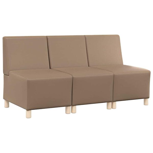 vidaXL Unidad de Sof&aacute; Modular sin Brazos 3 pcs Capuchino