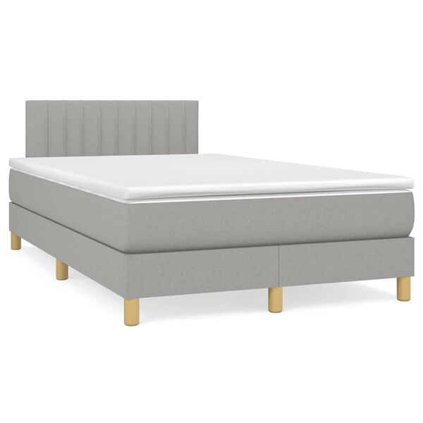 vidaXL Cama box spring con colch&oacute;n tela gris claro 120x190 cm