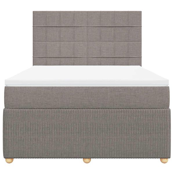 vidaXL Cama box spring con colch&oacute;n tela gris taupe 140x200 cm