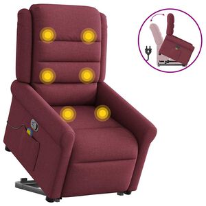 vidaXL Sill&oacute;n reclinable de masaje elevable tela rojo tinto