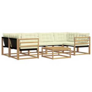 vidaXL Conjunto de sof&aacute;s de exterior 7 pcs Blanco y Crema