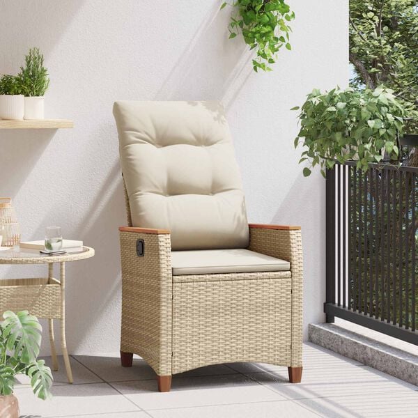 vidaXL Silla de jard&iacute;n reclinable Beige y Crema 64 x 57,5 x 112 cm