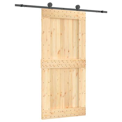 vidaXL Puerta corredera con herrajes madera maciza de pino 95x210 cm