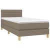 vidaXL Cama box spring con colch&oacute;n LED tela gris taupe 90x190 cm