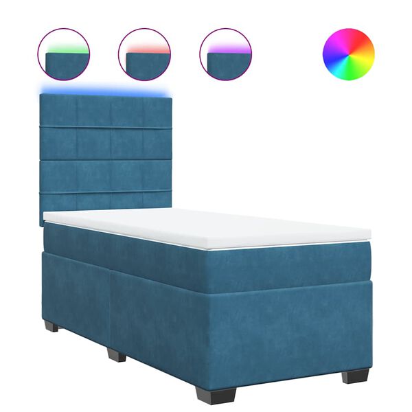 vidaXL Cama box spring con colch&oacute;n terciopelo azul 90x190 cm