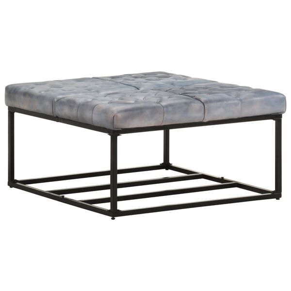vidaXL Puf de cuero auténtico gris 80x80x43 cm