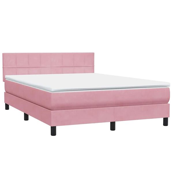 vidaXL Cama box spring con colch&oacute;n terciopelo rosa 160x220 cm
