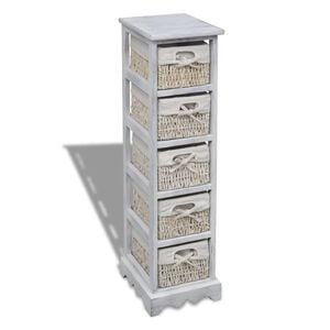 vidaXL Estanter&iacute;a con 5 cestas tejidas madera blanco