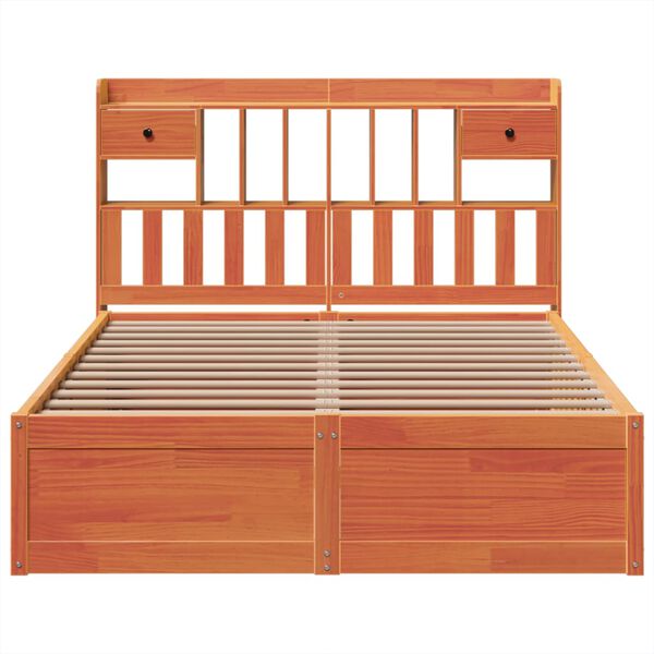 vidaXL Cama sin colch&oacute;n madera maciza pino marr&oacute;n cera 150x200 cm