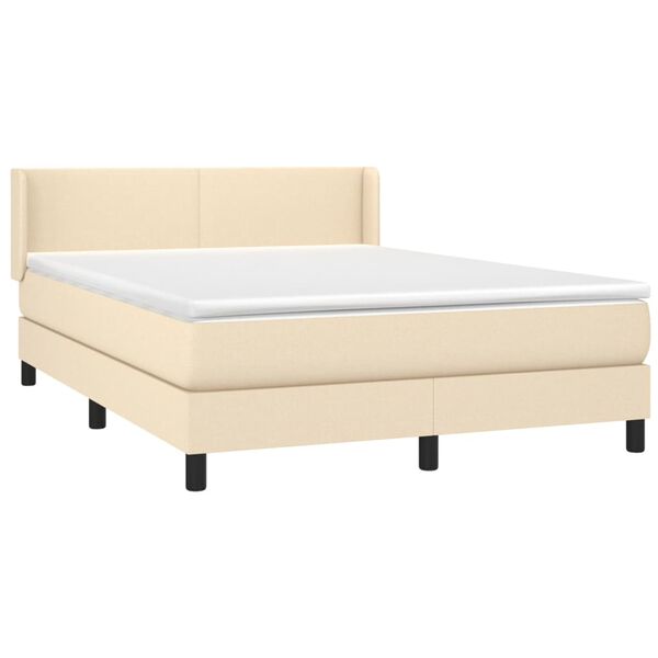vidaXL Cama box spring con colch&oacute;n tela color crema 140x200 cm