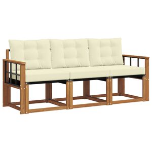 vidaXL Conjunto de sof&aacute;s de exterior 3 uds. Natural y Crema
