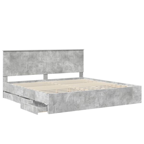 vidaXL Estructura de cama Gris Concreto 200 x 200 cm Madera Ingenieril
