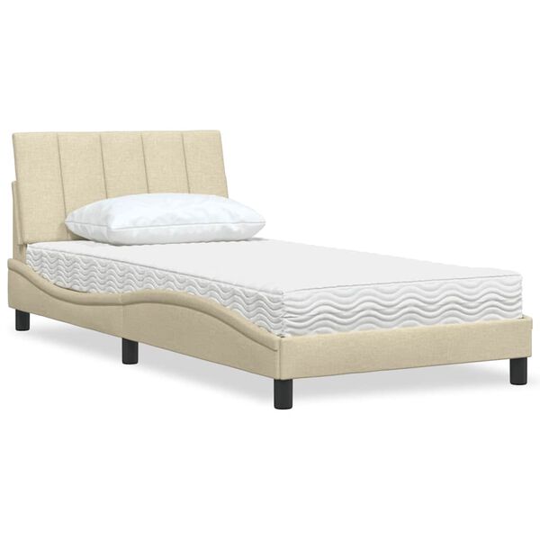 vidaXL Cama con colch&oacute;n Hanko tela color crema 100x200 cm