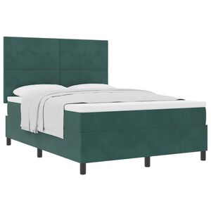 vidaXL Cama tipo Box Spring con colch&oacute;n Verde oscuro 140 x 200 cm tela
