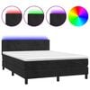 vidaXL Cama box spring colch&oacute;n y LED terciopelo negro 140x200 cm