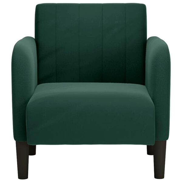 vidaXL Sill&oacute;n con reposabrazos Terciopelo Verde Oscuro 54 cm