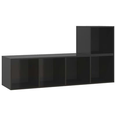 vidaXL Muebles de salón 2 piezas madera de ingeniería negro con brillo