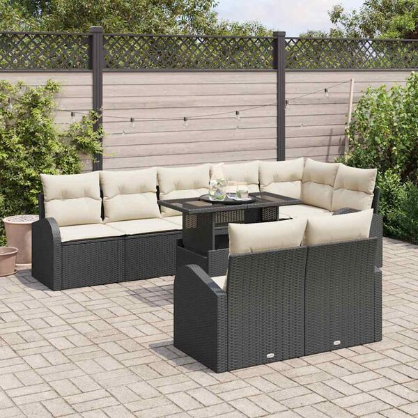 vidaXL Conjunto de sofá de jardín 9 pcs Negro Poliratán