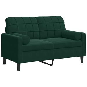 vidaXL Sof&aacute; de 2 plazas con cojines terciopelo verde oscuro 120 cm