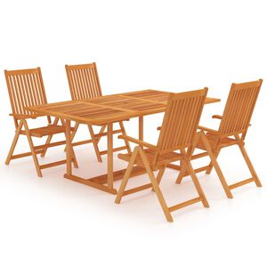 vidaXL Conjunto de comedor de jard&iacute;n 5 piezas madera maciza de teca