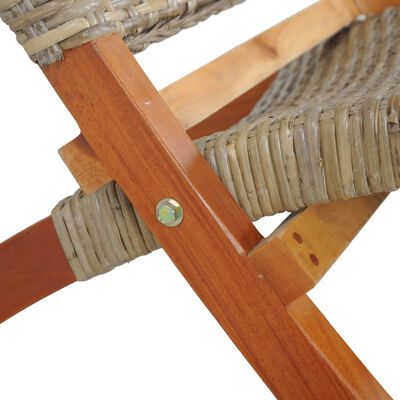 vidaXL Silla de ratán kubu natural y madera maciza de caoba
